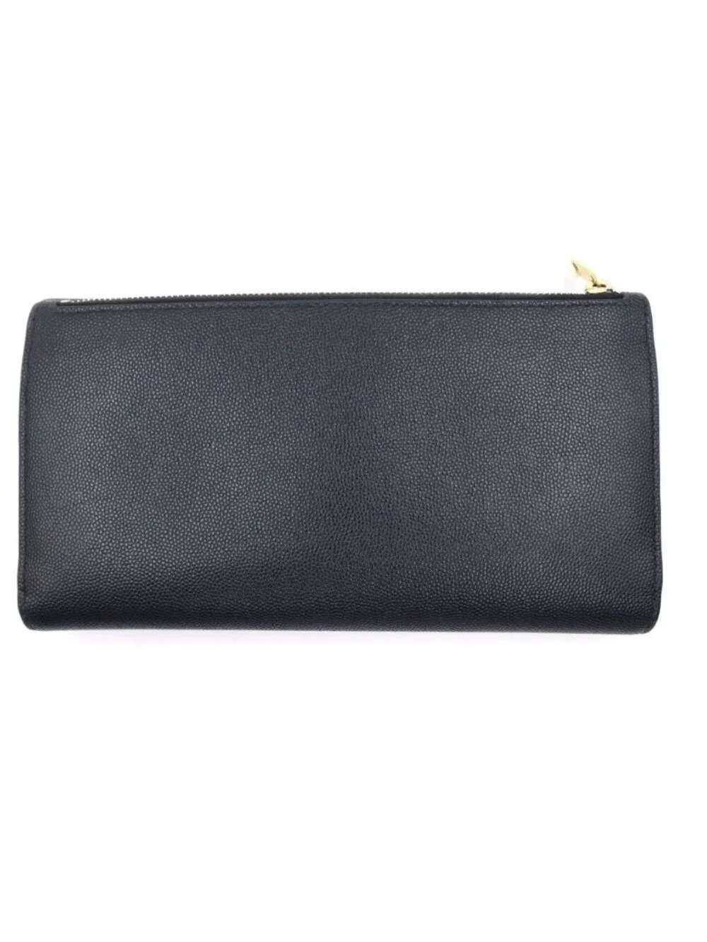 Saint Laurent Rive Gauche Logo Wallet Bifold Card Case Black Gold